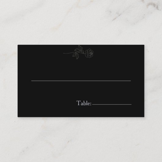 Carte De Placement Bachelorette gothique noire florale (Dos)