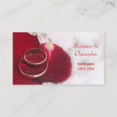 Carte De Placement Bagues d'or Rose Pétales Mariage Place Paramètre (Dos)