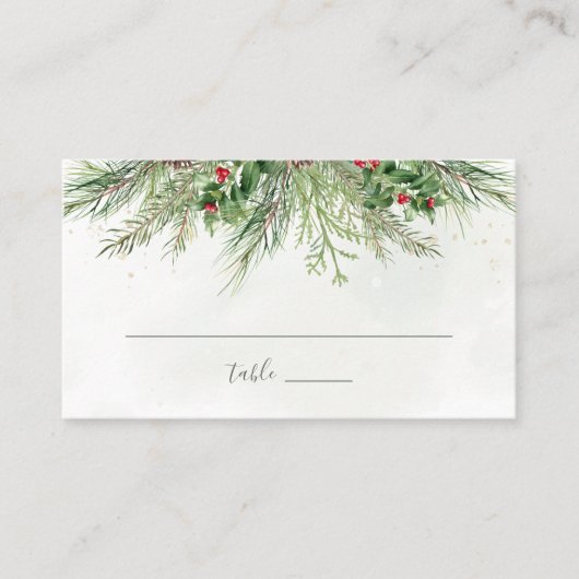 Carte De Placement Baies d'hiver rustiques Pine Cône Mariage de verdu (Devant)