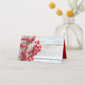 Carte De Placement Baies rouges sur bois rustique Noël (Dos)