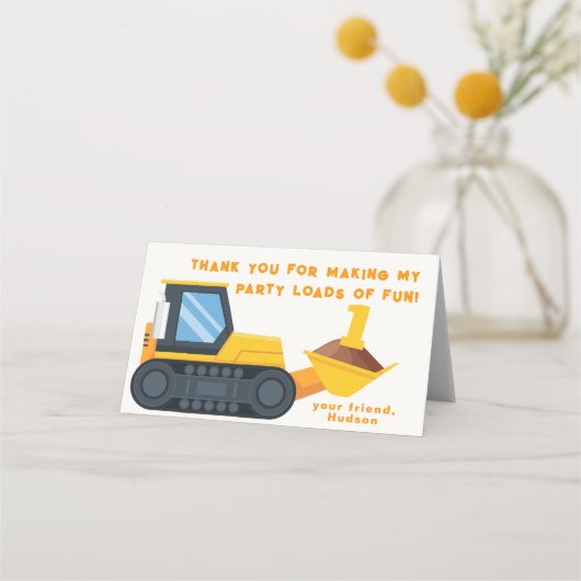 Carte De Placement Balise Fête d'anniversaire de construction - Jaune (Devant)