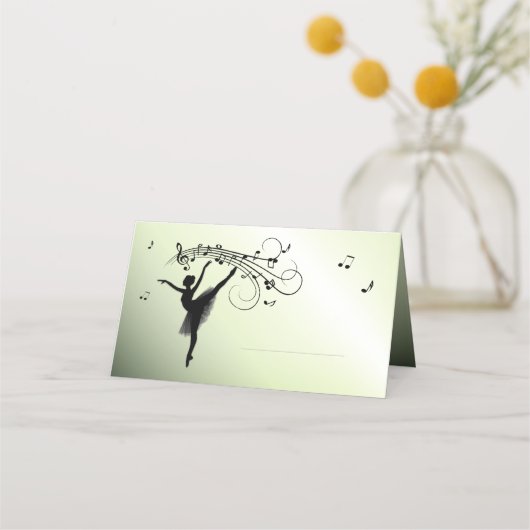 Carte De Placement Ballerina Danse avec Musique Vert brillant (Devant)