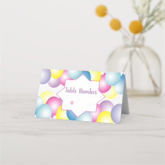 Carte De Placement Ballon multicolore thème fête d'anniversaire