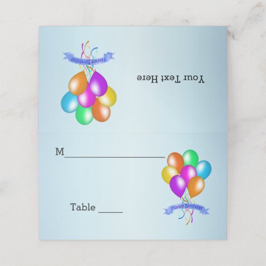 Carte De Placement Ballons d'anniversaire lumineux (Extérieur déplié)