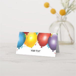 Carte De Placement Balloons Colorés & Confettis Décoration de Table A