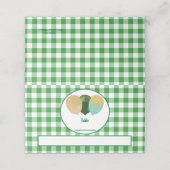 Carte De Placement Balloons en Glitter Gingham Vert sur Table Pliée  (Extérieur déplié)