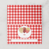 Carte De Placement Balloons Pailletés Rouge Gingham Table Pliée  (Extérieur déplié)