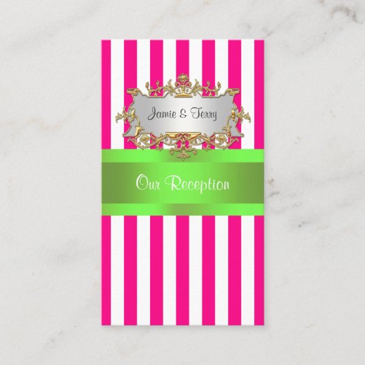 Carte De Placement Bande blanche rose, ruban vert citron (Devant)