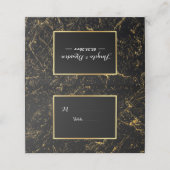 Carte De Placement Bandes de marbre d'or typographie noir (Extérieur déplié)