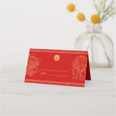 Carte De Placement Banquet de phoenix, le dragon mariage de Chine rou (Devant)