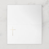 Carte De Placement Baptême Calligraphié Élégant avec Croix (Extérieur déplié)