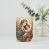 Carte De Placement Baptême catholique Mère religieuse Marie et Jésus (Debout devant)