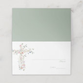 Carte De Placement Baptême Fleur sauvage de printemps Numéro de table (Extérieur déplié)