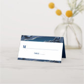 Carte De Placement Bar Mitzvah Modern Navy Blue Ombre Silver Agate (Devant)