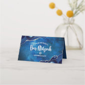 Carte De Placement Bar Mitzvah Moderne Agate bleu Galaxy Aquarelle (Dos)