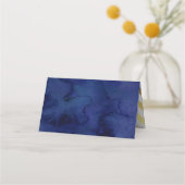 Carte De Placement BAR MITZVAH moderne bleu aquarelle or écriture (Dos)