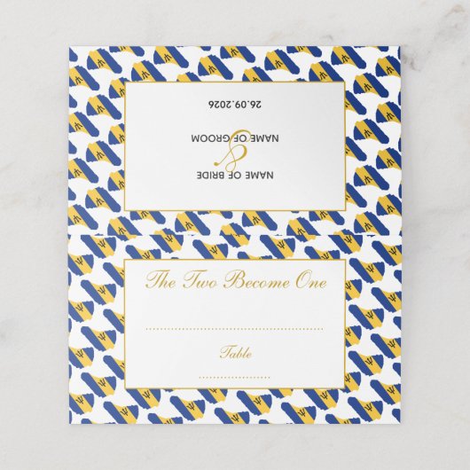 Carte De Placement BARBADOS Customisé Mariage Célébration (Extérieur déplié)