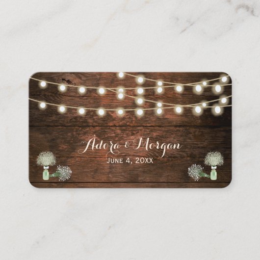 Carte De Placement Barne Rustique Bois Mason Jar String Mariage P (Devant)