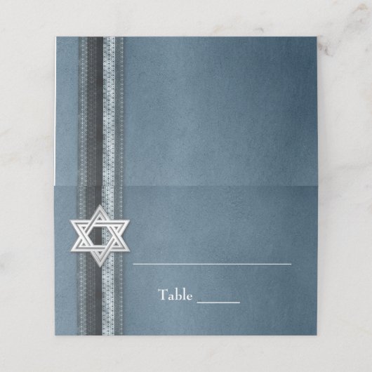 Carte De Placement Barre Bleue Moderne Mitzvah (Extérieur déplié)