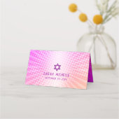 Carte De Placement Bat mitzvah Bold Boho Retro rose orange dégradé (Dos)