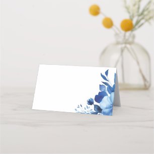 Carte De Placement Bat mitzvah d'aquarelle Blue Blooms
