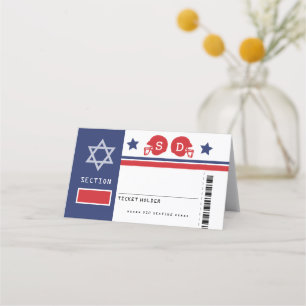 Carte De Placement Bat mitzvah de billet Red Blue Football Siège