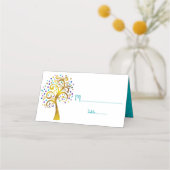 Carte De Placement Bat mitzvah d'or moderne et Turquoise Arbre de vie (Devant)