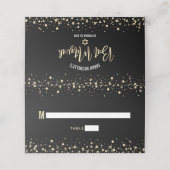 Carte De Placement Bat Mitzvah Noir Or Feuille Script Confettis Moder (Extérieur déplié)