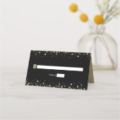 Carte De Placement Bat Mitzvah Noir Or Feuille Script Confettis Moder (Devant)