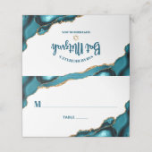 Carte De Placement Bat mitzvah Turquoise Or Agate Simple Moderne (Extérieur déplié)