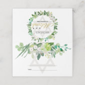 CARTE DE PLACEMENT BAT MITZVAH WREATSTAR BAR GREEN GOLD FOLIAGE (Extérieur déplié)