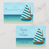 Carte De Placement Bateau à voile bleu et blanc Mariage Cadre (Devant / Derrière)