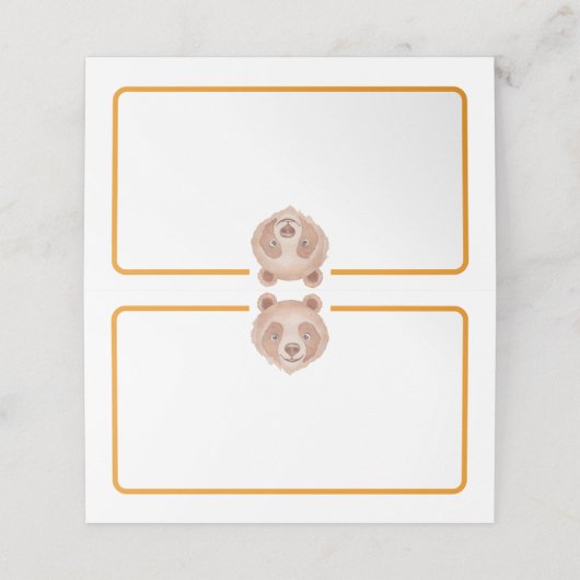 Carte De Placement Bear Birday Party Place Card - Teddy Bear Table (Extérieur déplié)