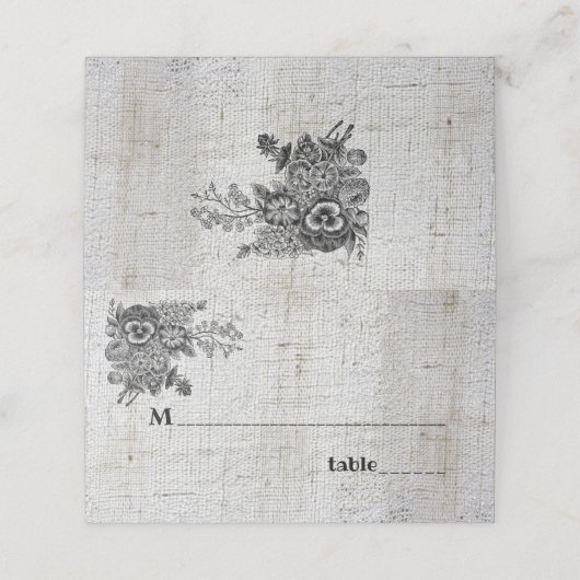 Carte De Placement Beau Mariage de Fleurs Noir & Gris (Extérieur déplié)