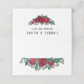 Carte De Placement Beau Mariage Floral Roses Rouges (Extérieur déplié)