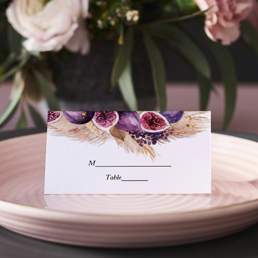 Carte De Placement Beauté tendance violet Figs & Pampas