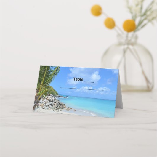 Carte De Placement Beautiful Turquoise Tropical Beach Wedding Table (Devant)