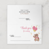 Carte De Placement Bébé rose Fille Teddy Ours Baby shower Nom de l'in (Extérieur déplié)