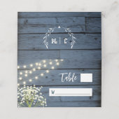 Carte De Placement Bébé souffle & String Lumières Mariage en bois ble (Extérieur déplié)