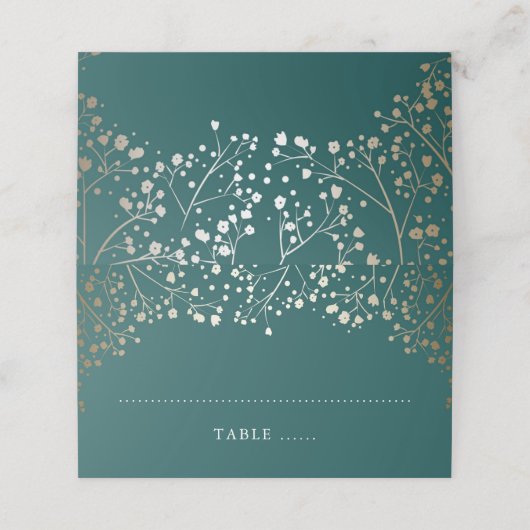 Carte De Placement Bébé souffle Turquoise et Mariage d'or (Extérieur déplié)