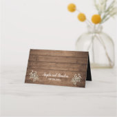 Carte De Placement Bébé's Breath Mason Jar String Mariage de bois (Dos)