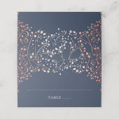 Carte De Placement Bébé's Breath Navy Bleu et Rose Mariage or (Extérieur déplié)
