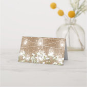 Carte De Placement Bébé's Breath Rustic Burlap Nom du Mariage (Dos)