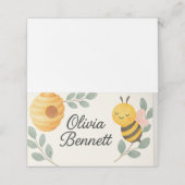 Carte De Placement Bee Baby Shower Place Card  (Extérieur déplié)