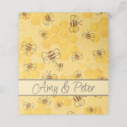 Carte De Placement Bee Buzzing Honey Bees mignonne (Extérieur déplié)