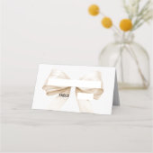 Carte De Placement Beige cream Bow Place Cards | Elegant Folded (Devant)