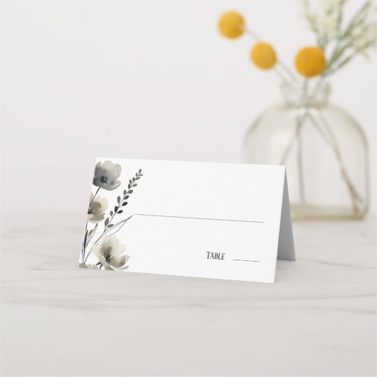 Carte De Placement Beige Neutral Floral Wedding (Devant)