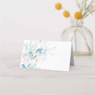Carte De Placement Belle aquarelle bleu rose et fleurs bleues