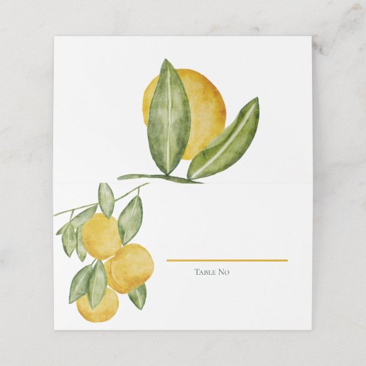 Carte De Placement Belle branche d'arbre citronnier aquarelle Fête / (Extérieur déplié)