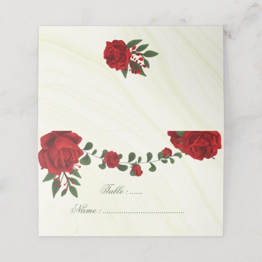 Carte De Placement belle fleurs rouges vert feuilles (Extérieur déplié)